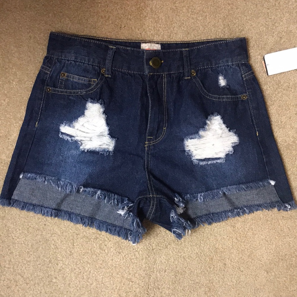 NWT high-waisted distressed jean shorts